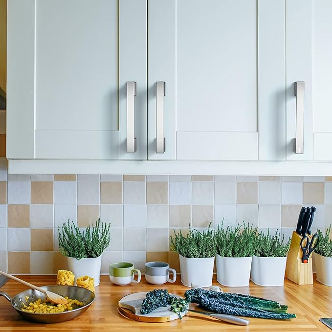 Asidrama 10 Pack 3.75 Inch(96mm) Polished Chrome Kitchen Cabinet Handles, Cabinet Pulls Kitchen Cabinet Hardware for Cupboard Drawer Pulls