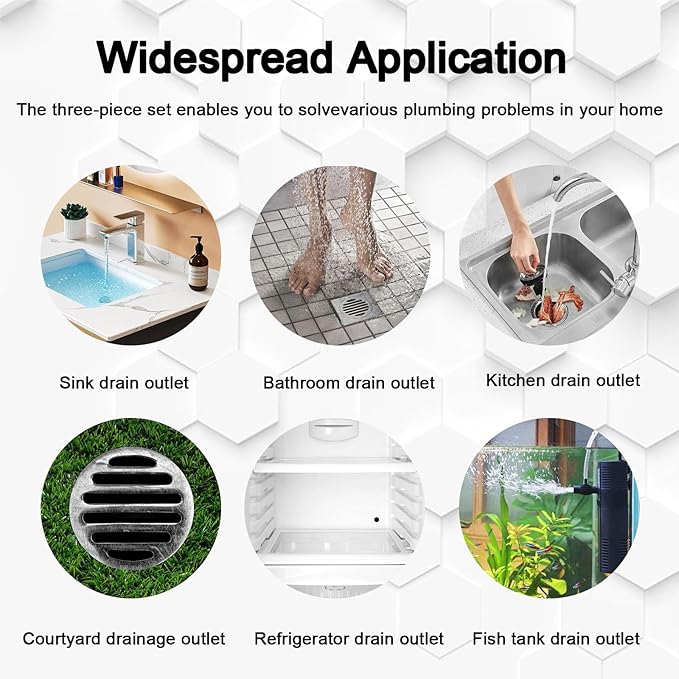 3Pcs Drain Snake Hair Remover Tool, 50 IN Sink Snake - A Highly Effective Drain Cleaner Tool for Various Bathroom Drains like Sink, Bathtub and Shower to Unclog Swiftly