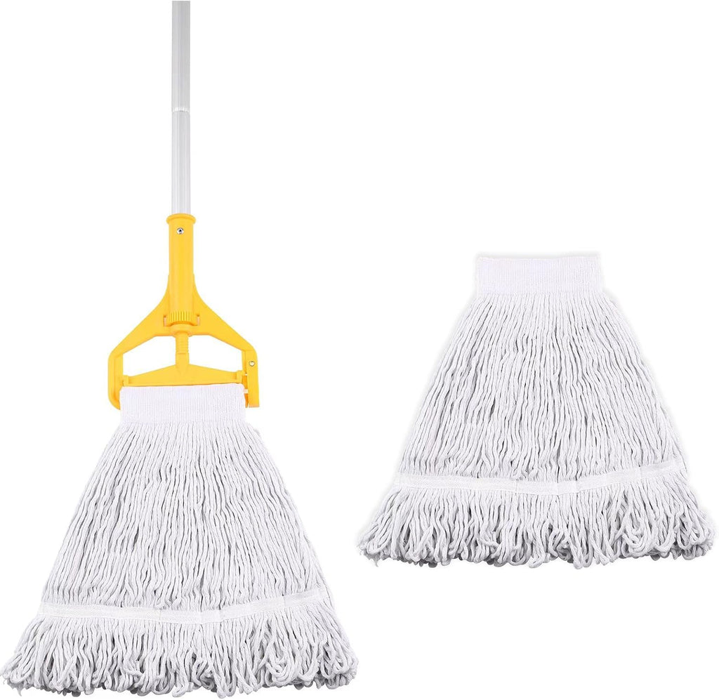 Loop-End String Mop, Heavy Duty Commercial Industrial Mop with Extra Mop Head Replacement, 59 inch Aluminium Alloy Pole.
