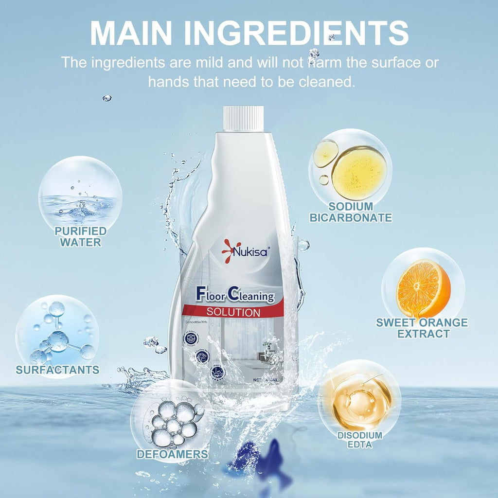 Floor Cleaning Solution Sweet Orange Scent Compatible with Roborock Cleaning Solution, Residue & Streak Free, Compatible Robot Vacuums with Mopping and Wet Dry Vacuum, 33.86 FL OZ (2 bottles)