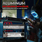 GZ GUOZHI MIG Welder 210A with Pulse, 8 in 1 Gas MIG/MAG/Gasless Flux Core MIG/Lift TIG/Stick/Spot Welding/Spool Gun, Aluminum Welding Machine 110V/220V Dual Voltage Multi-Process Welder LED Display