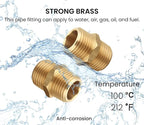 3/4 Inch NPT Brass Nipple Male Pipe Fitting Adapter, Hex Nipple, (3/4 inch x 3/4 inch NPT Male, 2 Piece), Straight Connector Pipe Fitting, Thread 1" OD to 1" OD