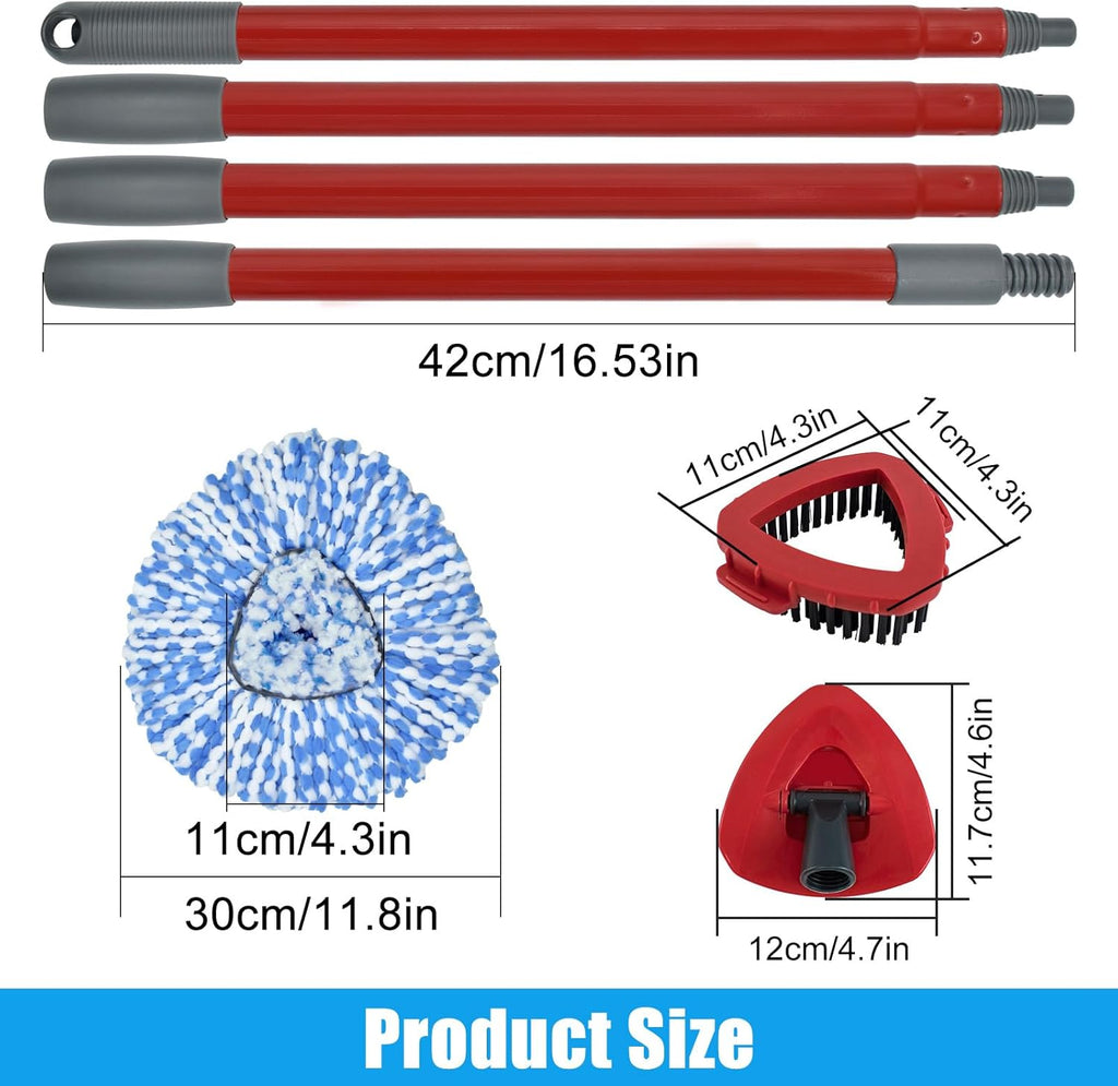 Mop Replacement for Ocedar, Mop for O Cedar, Replacement Mop for O Cedar Spin Mop Contains 4-Section Mop Handle 2 Mop Replace Head 1 Mop Base 1 Scrubber Mop Head for O-Cedar Spin Mop