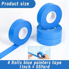 4 Rolls Painters Tape, 1Inch x 55 Yards Blue Painters Tape Washi Painters Tape Multi-Surface Blue Masking Tape for Wall Painting Masking Edge Treatment DIY, Home Use