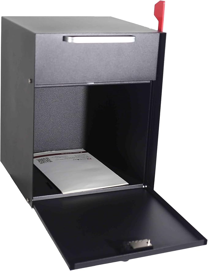 Post Mount Locking Mailbox with Code Lock - Large Capacity Security Password Metal Lock Mailbox - Waterproof Vertical Drop Mail Box Outdoor