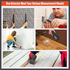 LifeBasis Stud Finder 5 in 1 Wall Scanner for Metal, Wood, Pipe, AC Wires, Measuring Tool for Length, Area, Volume, Stud Beam Detector USB Moisture Meter with Thermal Imager Screen and Alarm- Black