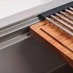 Ruvati 33-inch Rounded Corner 16 Gauge Stainless Steel Workstation Sink - Modern Two-Tiered Ledge Undermount Kitchen Sink, Perfect for Stainless Steel Sink Kitchens - RVH6222ST