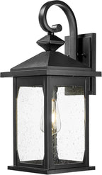 zeyu Large Farmhouse Outdoor Wall Light, 21 Inch Exterior Porch Light Fixture for Front Porch Garage, Die-Cast Aluminum with Seeded Glass, Black Finish, ZD99B-M BK