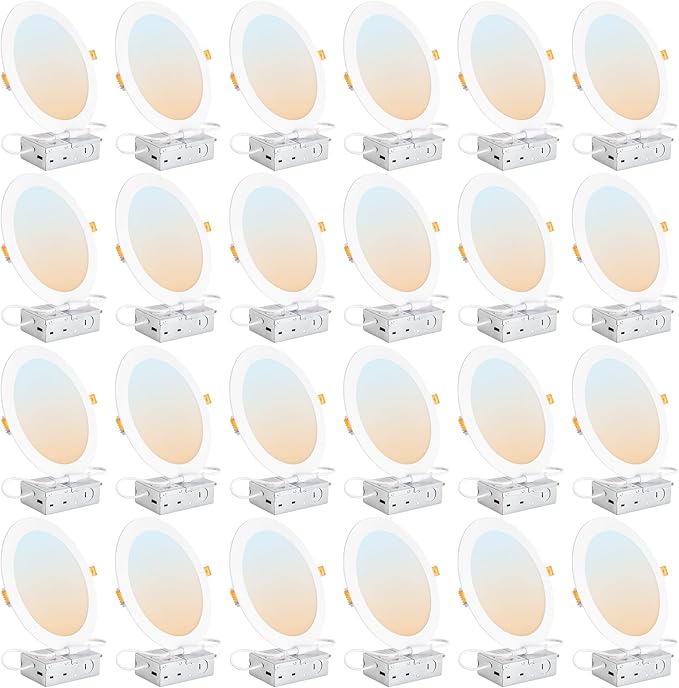 DLLT LED Recessed Ceiling Light: 24 Pack 8 Inch Black Recessed Lighting