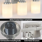 5-Light Bathroom Light Fixtures, 30" Nickel Bathroom Vanity Light with Milky White Glass Shade, Modern Bathroom Wall Lights Over Mirror, Farmhouse Wall Sconces Lighting for Bedroom Living Room