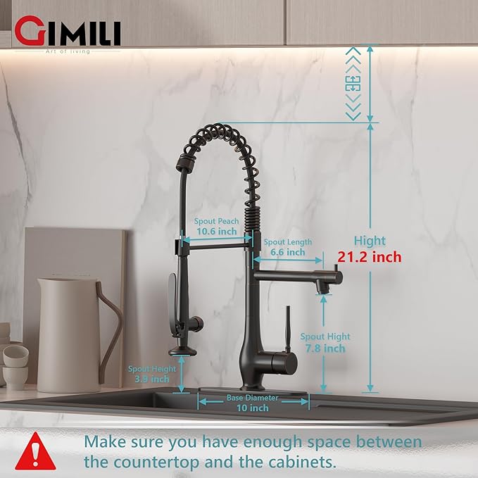 GIMILI Oil Rubbed Bronze Kitchen Faucet with Pull Down Sprayer Single Handle High Pressure Kitchen Sink Faucet Commercial Double-Headed Kitchen Faucets