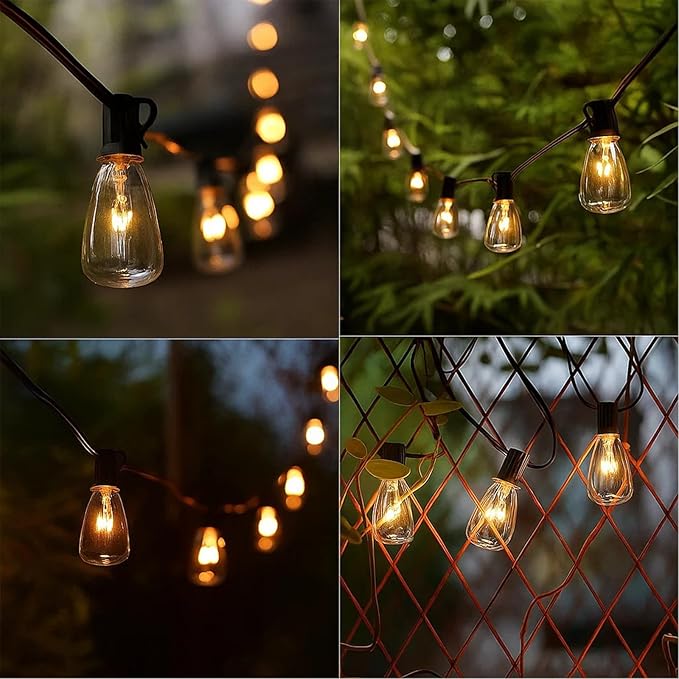 ST38 Edison Replacement Light Bulbs, 7W Clear Glass String Lights for Outdoor Patio Garden Wedding Decor, C7/E12 Screw Base, 10 Pack