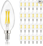 Depuley LED Light Bulbs E12: 24-Pack Candelabra Light Bulb 4W Candle Bulb Equivalent 40W - Edison Vintage Bulbs Daylight 5000K C35 Clear Bulb 500 LM 80+CRI Non-Dimmable