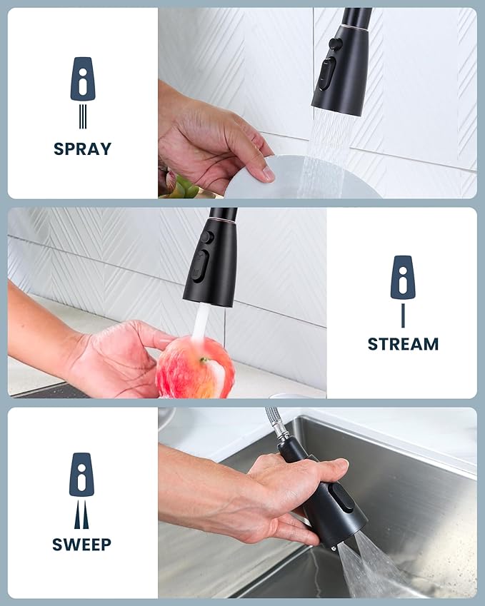 ARCORA Kitchen Faucet Spray Head Oil Rubbed Bronze, 3-Function Kitchen Sink Spray Nozzle with 9 Adapters, Kitchen Faucet Head Replacement Compatible with Moen, Delta, American Standard Faucets