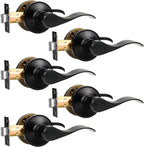 Knobonly 5 Pack Matte Black Pasage Door Levers Interior Door Handles for Hallyway andCloset Door Knobs Keyless Black Door Handles with Lock, Zinc Alloy Reversible for Right/Left
