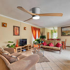 48in Quiet Ceiling Fans with Light ETL Listed Ceiling Fan Lights Living Room Bedroom ‎Remote Ceiling Lighs Fan Lighting 6 Gear Wind Speed Grey Ceiling Fan Light Wooden Fan Blades