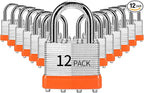 Padlocks Keyed Alike, Pack of 12, Laminated Steel Keyed Lock (1-9/16", 40mm), Padlocks with Same Key, Normal Shackle, for Toolbox, Locker & StorageUnit or More