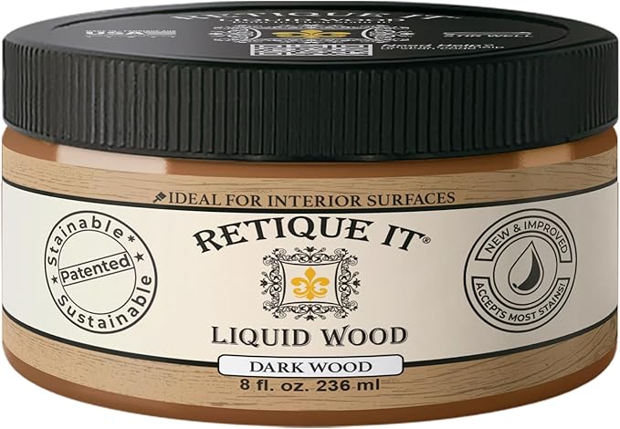 Retique It New and Improved Formula Liquid Wood Coatings - Stainable Primer - Paint It then Stain it (Dark Wood, Small)