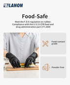 LANON 6 mil Black Nitrile Disposable Gloves, EN ISO 374 Chemical Resistant, Heavy-Duty, Mechanic, Textured Fingertips, Latex-Free,Medium