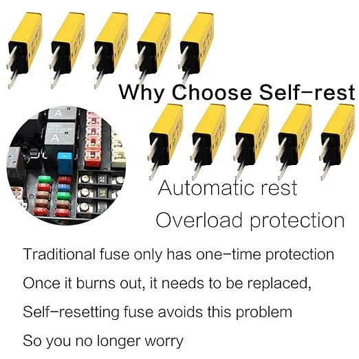 Automatic Reset ATM Mini Circuit Breaker Car Protector Blade Fuses Assortment Kit 10pcs DC14V E71 T1 20 Amp