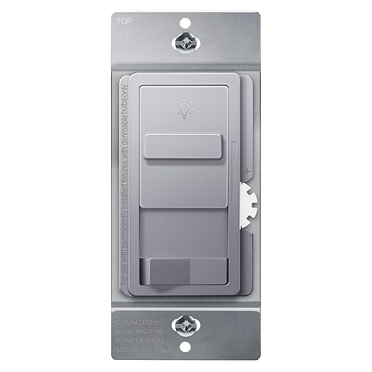 TOPGREENER Digital Dimmer Light Switch for 200W Dimmable LED/CFL Lights, Single Pole/3-Way LED Slide Dimmer Light Switch, Neutral Wire Not Required, UL Listed, TGSDS3-SV, Silver, 1 Pack