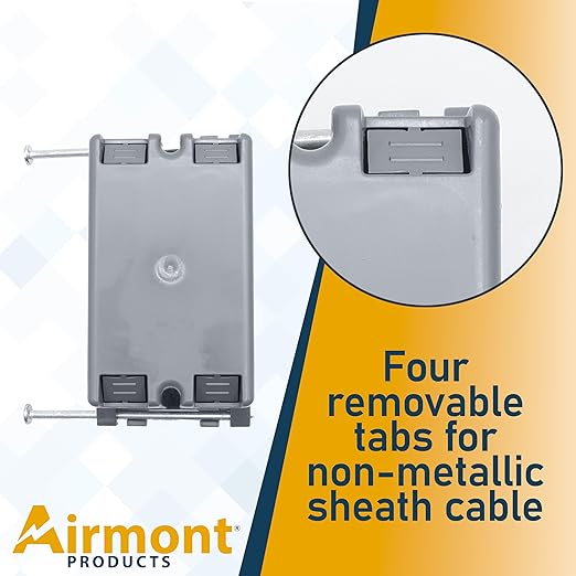 (Pack of 16) Plastic Electrical Box, Grey Outlet Box, Single Gang New Work Junction Box, Captive Nails, 20 cu. Inches, Length 3-5/8'', Width 2-1/8'', Depth 3-1/4''