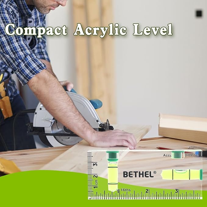 BETHEL Small Level Mini Bubble 90°/180°SpiritLevel,Magnetic 3.74 Inch Shatterproof Cross Check PocketLevel Picture Hanging Levels Tools for Machinist,Construction & Household