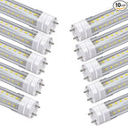T8 2 Foot LED Tube Lights,20W 2000lm,G13 Bi-pin Base,24 inches End to End,F17T8 F18T8 Fluorescent Tubes Replacement,White 6500K 2ft LED Bulbs,Ballast Bypass,Dual-Powered for Cabinet,Pack of 10