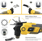 NEWONE Anti-vibration Oscillating Tool Compatible with De-Walt 20V Battery Anti-vibration Oscillating Multi-Tool Kit with 3.6° Oscillation Angle,6 Variable Speed,16-piece Electric Multitool Blades,Box