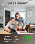 zouzai 6 Inch Black 5CCT Ultra-Thin LED Recessed Ceiling Light with Junction Box 2700K/3000K/3500K/4000K/5000K Selectable, 12W Dimmable, led can Lights ETL and Energy Star Certified【6 Pack 】