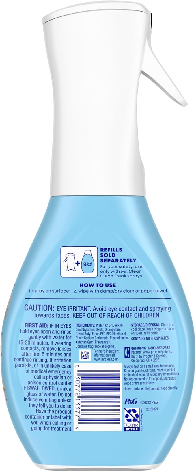 Mr. Clean Clean Freak Foaming Bathroom Surface Cleaner Multi-Surface Spray Starter Kit and Refill Bundle, Grapefruit Scent, 64 fl oz