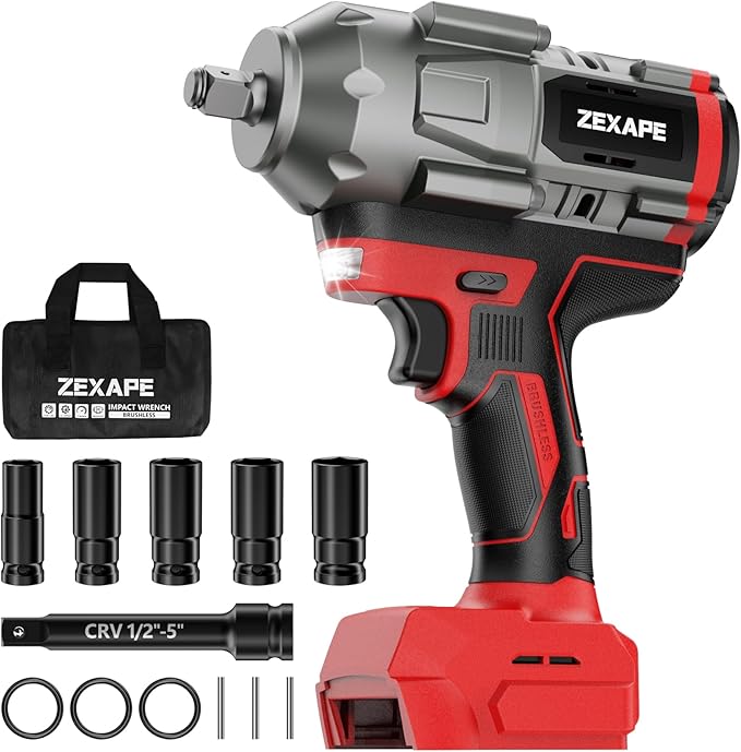 Cordless Impact Wrench 1/2 inch for Milwaukee 18V Battery, Impact Wrench 950Ft-lbs High Torque Brushless Electric Impact Gun, Power Impact Driver with 3-Mode Speed, LED Work Light(no battery)