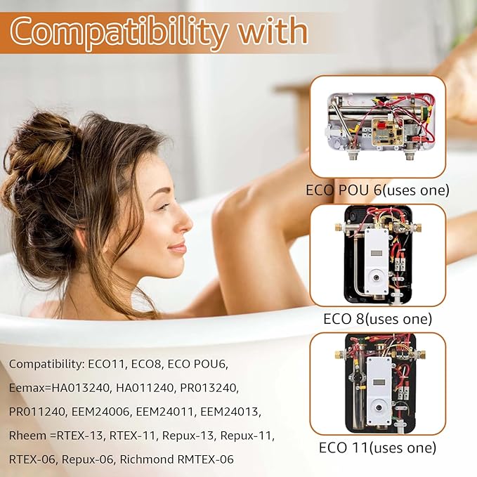 2 Pack HE 55220 Titanium Water Heater Element, Screw in 5.5KW 220V Replacement Part. Compatible with Ecosmart ECO POU 6 ECO 8 ECO 11 Smart Electric Tankless Water Heater Heating Element