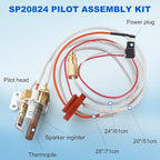 SP20824 Pilot Burner Assembly Kit, SP21058 Natural LP Thermopile Senor Compatible with Rheem, Ruud and Richmond Water Heaters, NG with LP Orifice