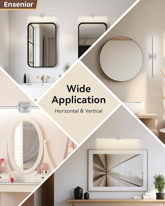 Ensenior Modern Vanity Light 24 Inch, Built-in Dimmer, 14W Dimmable 5CCT LED Light Fixture Over Mirror, Matte Grey Bar for Bathroom Mirror Cabinets Bedroom-FCC Certificated