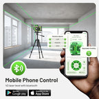 Huepar Laser Level 360 Self Leveling, W04CG Upgraded 4x360° Bluetooth Construction Lazer Leveler Tool with Electric Rotating Base ＆ Large LCD Screen, 4D 16 Lines Green Cross Laser Level