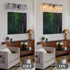 EDISLIVE Vintage Bathroom Vanity Light Black 4-Light Bath Wall Light Fixture with Ripple Block Shades Glass 32.9" E12 Antique Wall Sconce for Bedroom Hallway Living Room Vanity Mirror