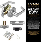 LYNN HARDWARE Commercial Door Lever Lock - Heavy-Duty Locking Door Handle, Designer Door Handles, Cylindrical Lever Lock, Non-Handed Grade 2 Door Handle, Satin Chrome, Passage/Closet