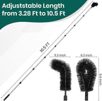 10.5FT Gutter Cleaning Brush with Adjustable Pole - No Ladder, Professional Long Reach Gutter Brush with Replaceable Brush for Removing Leaves and Trash from Roof Gutters