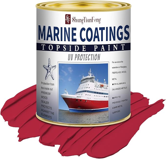 ShangTianFeng 207014 Marine Wood and Fiberglass Primer,32 Fl Oz Brilliant Bright Red+10 Fl Oz diluent, Suitable for use on fiberglass, wood or metal surfaces above the waterline 1 Quarts