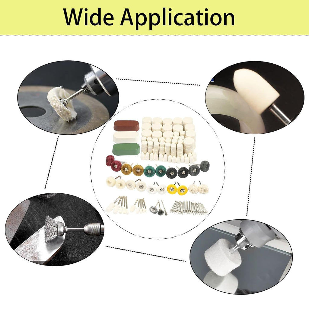 246PCS Polishing Buffing Wheel Polishing Kit for Dremel, Felt Wool Pad Set with Polish Compound, Wheel Grinding Head Point & Mandrel Kit Accessories Tools with 1/8" Shank for Jewelry Metal Polishing