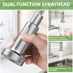 Wall Mount Kitchen Faucet, Hurran Brushed Nickel Kitchen Sink Faucet, 8 Inch 2 Handle Wall Mount Commercial Sink Faucet with Pull Down Sprayer for Kitchen Laundry Room Restaurant