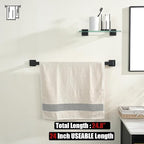 JQK Black Towel Bar, Rounded Edges 29.41 Inch Towel Rack, 304 Stainless Steel Bathroom Wall Mount, Useable Length 27 Inch, TB250L27-PB