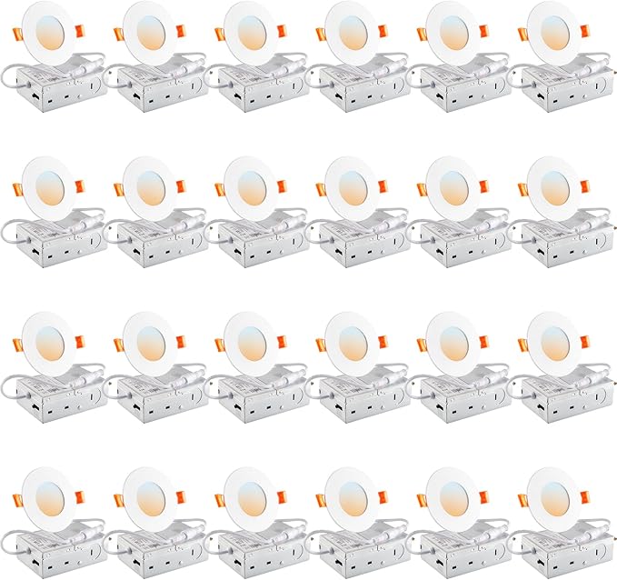 DLLT LED Recessed Ceiling Light: 24 Pack 3 Inch Gold Recessed Lighting