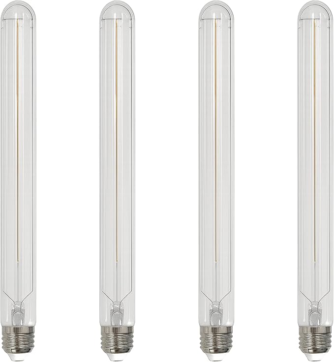 OHLECTRIC T9 LED Tubular Bulbs (4-Pack) 5W (40W Equivalent) 11" Clear Tubular Bulb 400 Lumens, 3000K Soft White, E26 Medium Base, Dimmable, Wet Rated, Filament Style, Replacement for Bulbrite 776946