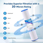 PUREPLUS 20" x 4.5" Whole House Pleated Sediment Filter for Well Water, Replacement Cartridge for ECP20-20BB, AP810-2, SPC-45-2020, R30-20BB, HDC3001, ECP5-20BB, 4Pack