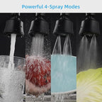 iFealClear Kitchen Sink Faucet Head with Metal Ball Joint, 360° Swivel Faucet Sprayer Head, Big Angle Faucet Aerator Adapter 55/64-27UNS Female Thread, 4 Spray Modes, Extra Brass Adapters, Matte Black