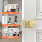 Haidms Gold Passage Door Knobs Interior, Zinc Alloy Brushed Gold Closet Door Knobs, Heavy Duty Round Brushed Brass Doorknobs for Hall Closet,Hallway(2 Pack)