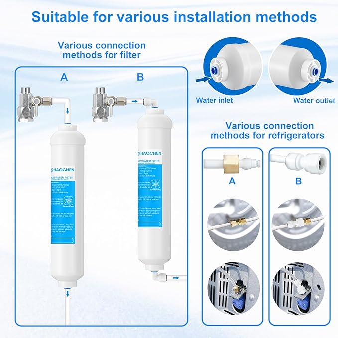 Under Sink Water Filter - Water Filter with Faucet and Feed Valve for Home Bar and Washbasin,Reduce Chlorine,Bad Taste&Odor,A Perfect Choice for Countertop Ice Maker,Coffee Maker and Skin Care