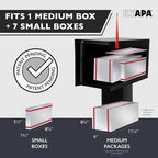 Ilyapa Large Mailbox Post Mount, Corrosion Resistant Powder Coated Black Mailbox, Modern Steel Design Mailboxes for Outside with Recessed Magnetic Close Door